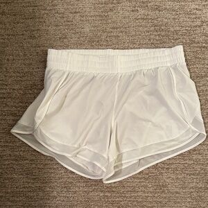 Athleta White Mesh Racer Shorts